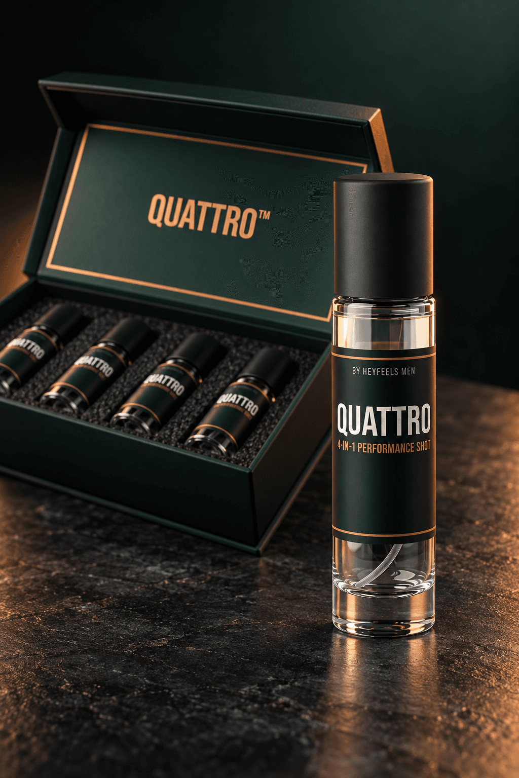HeyFeels Quattro performance-shot packaging