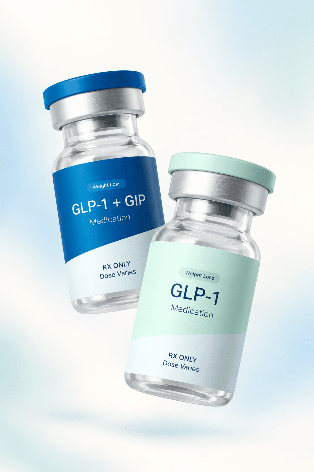 TrimRx GLP-1 and GLP-1 plus GIP medication vials